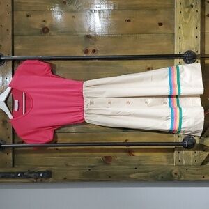 VINTAGE DRESS TONI TODD PASTEL RAINBOW COLOR BLOCK SASH BELT NOSTALGIA 60s 70s
